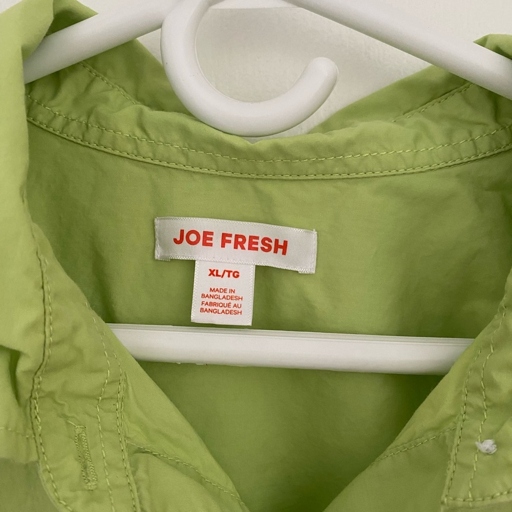 Joe Fresh Oversized Button-Down Shirt in Lime Green - Picture 3 of 9